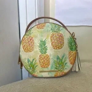 Brahmin | Bags | Brahmin Pineapple Print Round Bag Euc | Poshmark